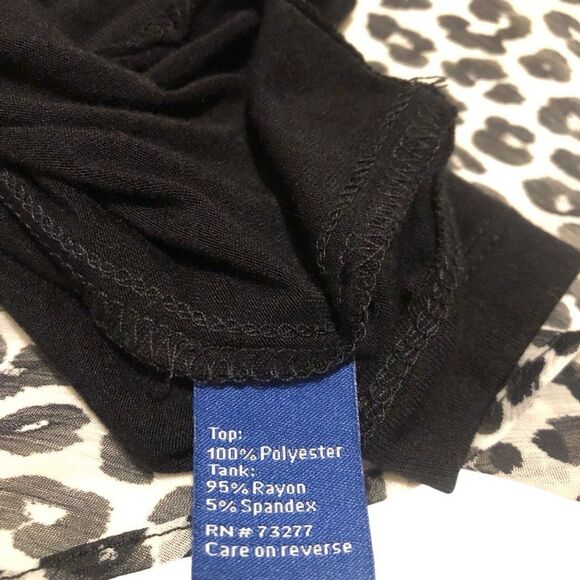 Apt. 9 Leopard Cheetah Print Open Shoulder Overlay Blouse Size XXL NEW - Picture 4 of 9